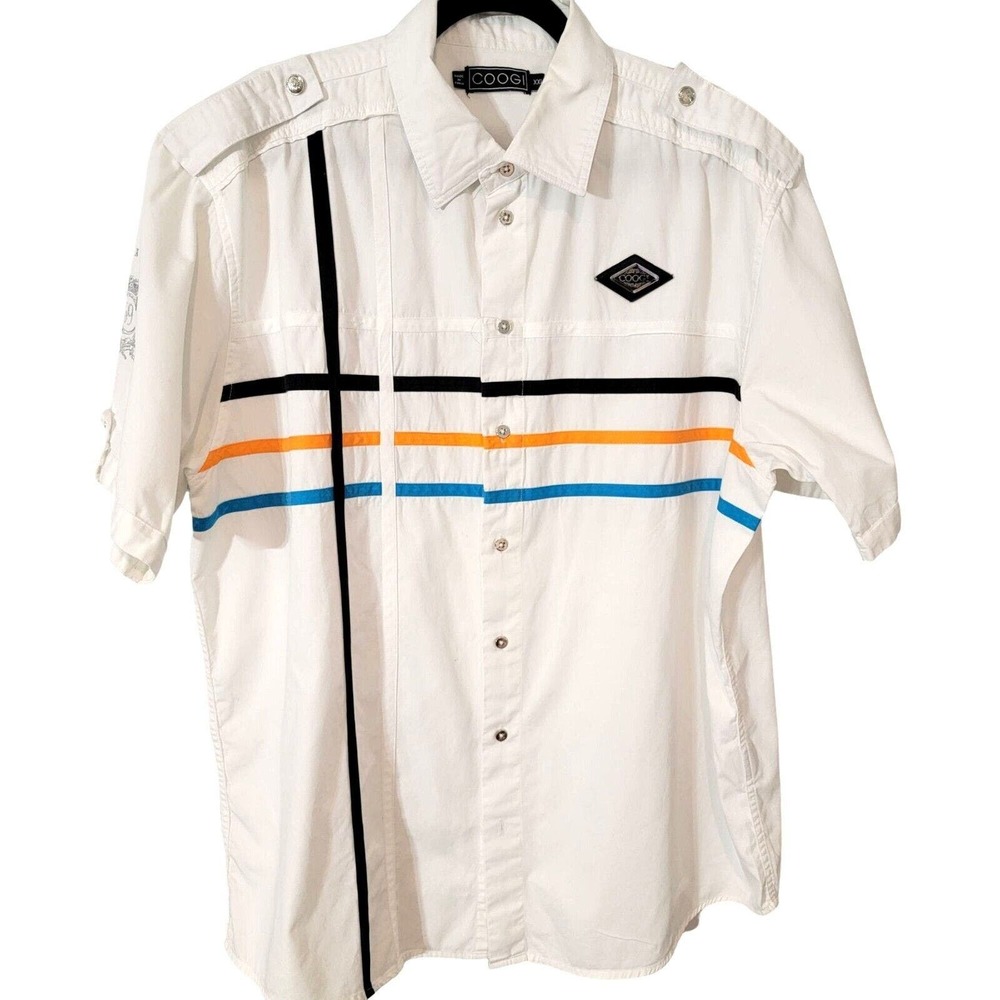 Vintage COOGI Shirt Men's Sz XXL White Short Sleeve Summer Streetwear